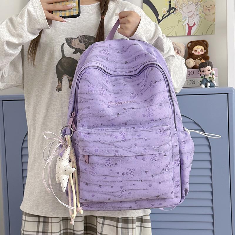 Schoolbag Love Bow Fashion Backpack Female Korean Sweet Style Student School Bag Lightweight Foreign Versatile Computer Backpack