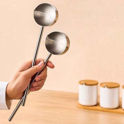 Oil Pouring Stainless Steel Spoons Serving Spoon For Food Anti Scalding Oil Ladle Pot Long Handle Scoop Tablespoons