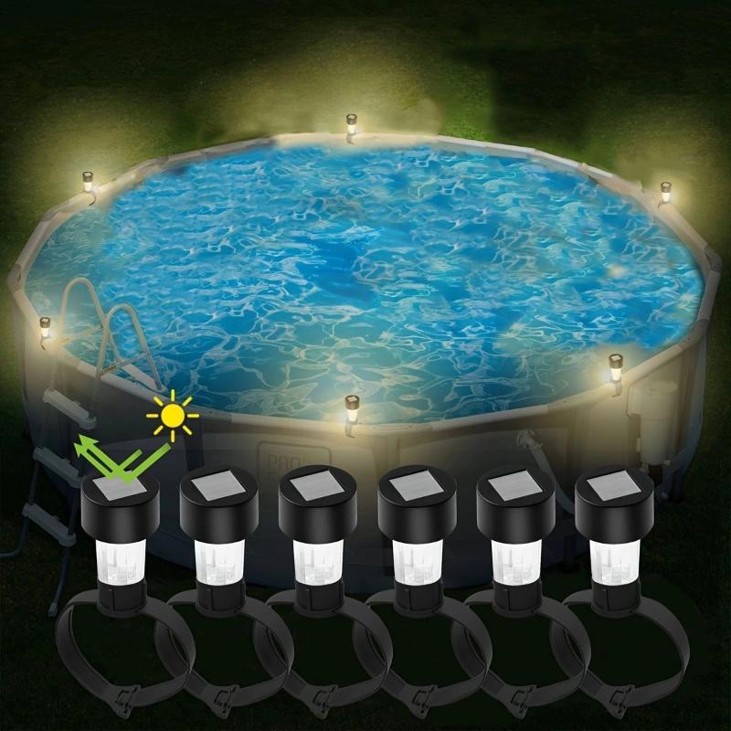 5Pcs Solar Pool Light Frame On The Ground For Swimming Pool Outdoor Pool Fence Decorative Accessories Waterproof Led