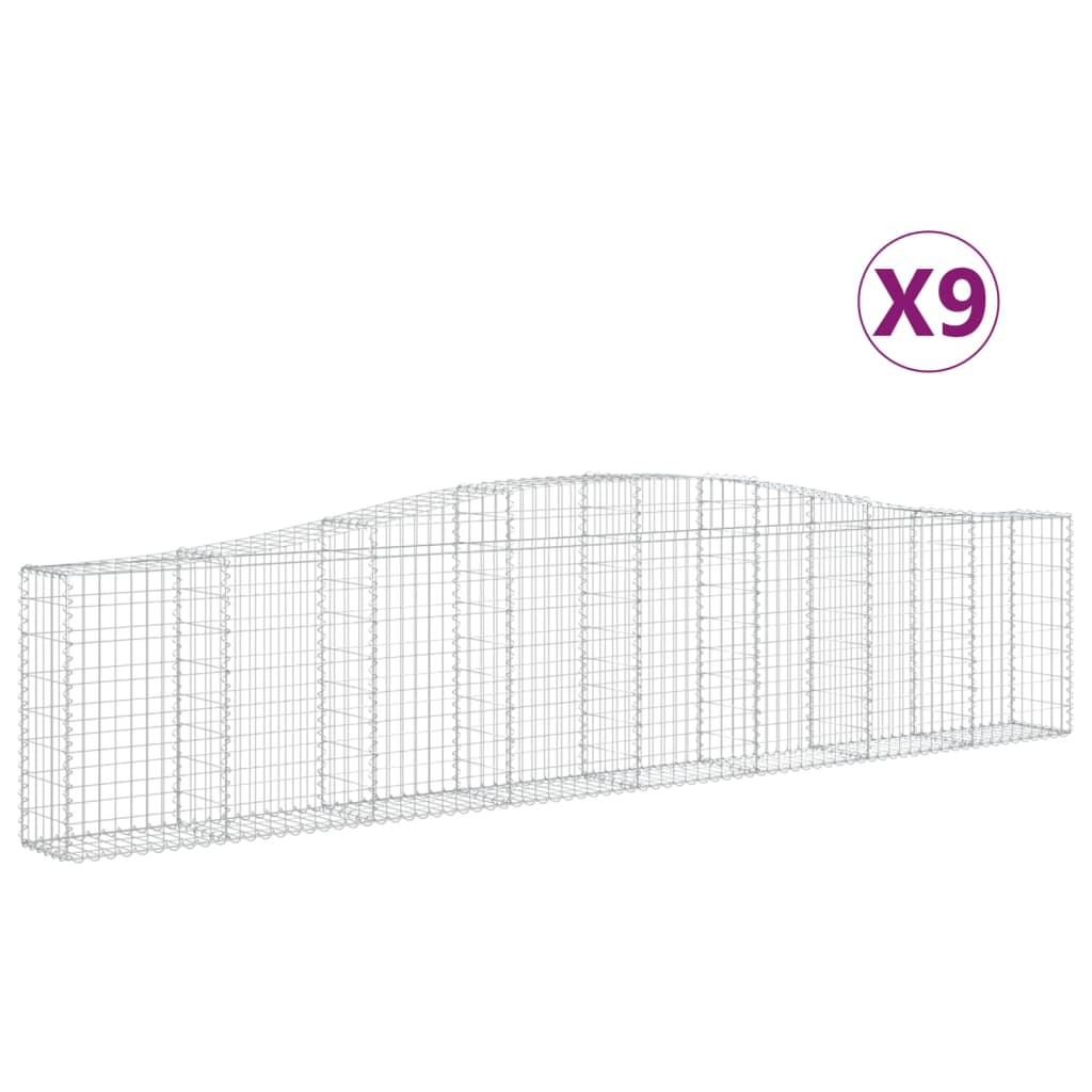 Vidaxl Kosze Gabionowe, 9 Szt, 400X30X80/100 Cm, Galwanizowane Żelazo