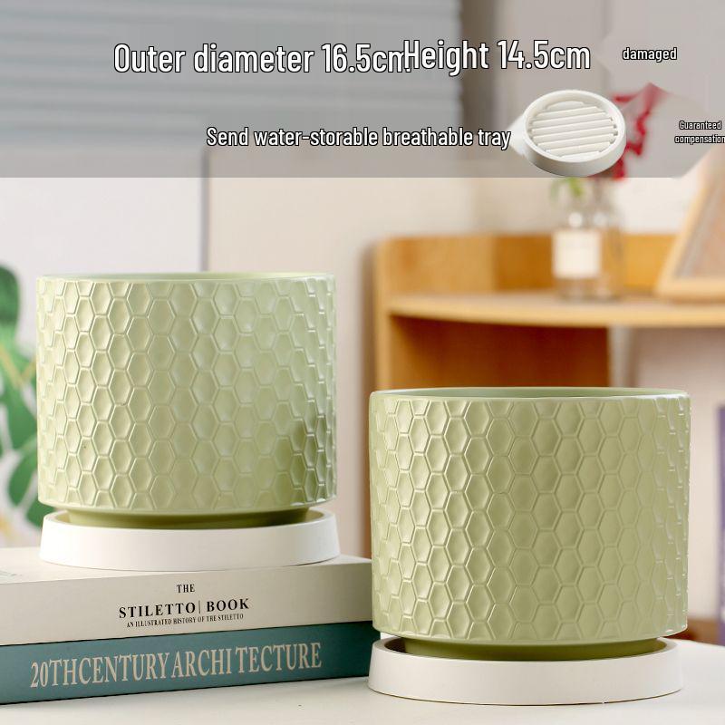 Nordic Style White Ceramic Succulent Pot with Four Compartments