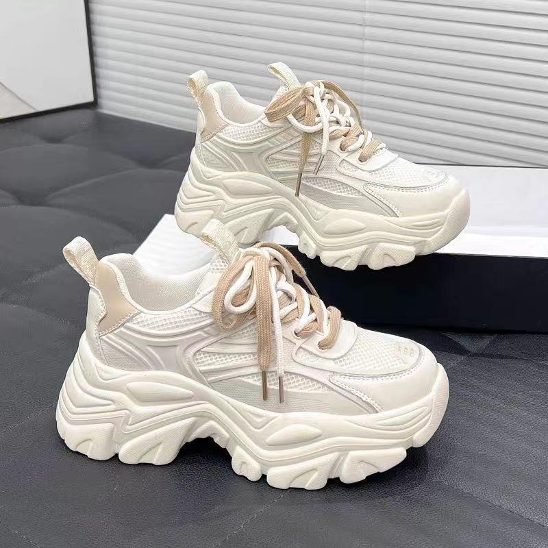 Daddy shoes 22 autumn and winter new muffin single shoes with thick soles increase height and leisure 35 бежевый