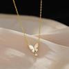 Korean Butterfly Water Drop Necklace for Women - Summer Clavicle Chain with Light Luxury Style