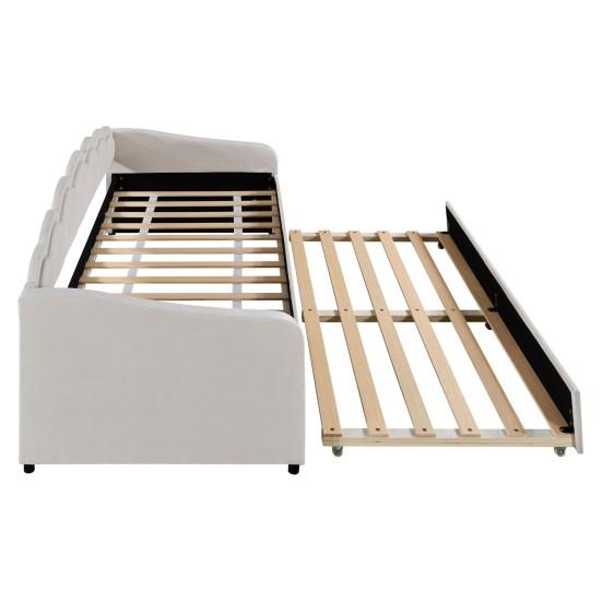 Day Bed 90x200cm with Extendable Bed Sofa Single Flat (without Mattress) Velvet Color-Changing Ambient Light Remote Control Minimalist