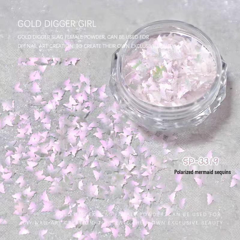 Iridescent Mermaid Nail Art: Fine & Coarse Glitter Sequins (Butterfly & Star)