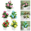 1PC Simulated Potted Plant Artificial Rose Potted Plant Realistic Artificial Rose Bonsai Decor Vibrant Color For Home For Room