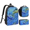 Dorado, Marlin, And Tuna Backpack Student BookBag School Bag Shoulder Bags 3ps Insulated Lunch Bag Pencil Case