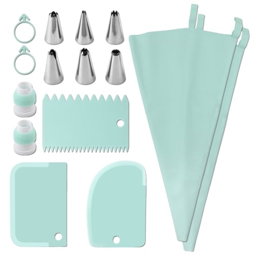 Gevrkjenp Reusable Pastry Bags, Cake Decorating Supplies, 15-Piece Icing and Piping Tip Set - Durable Cake Decorating Frosting Piping Kit for Decorati