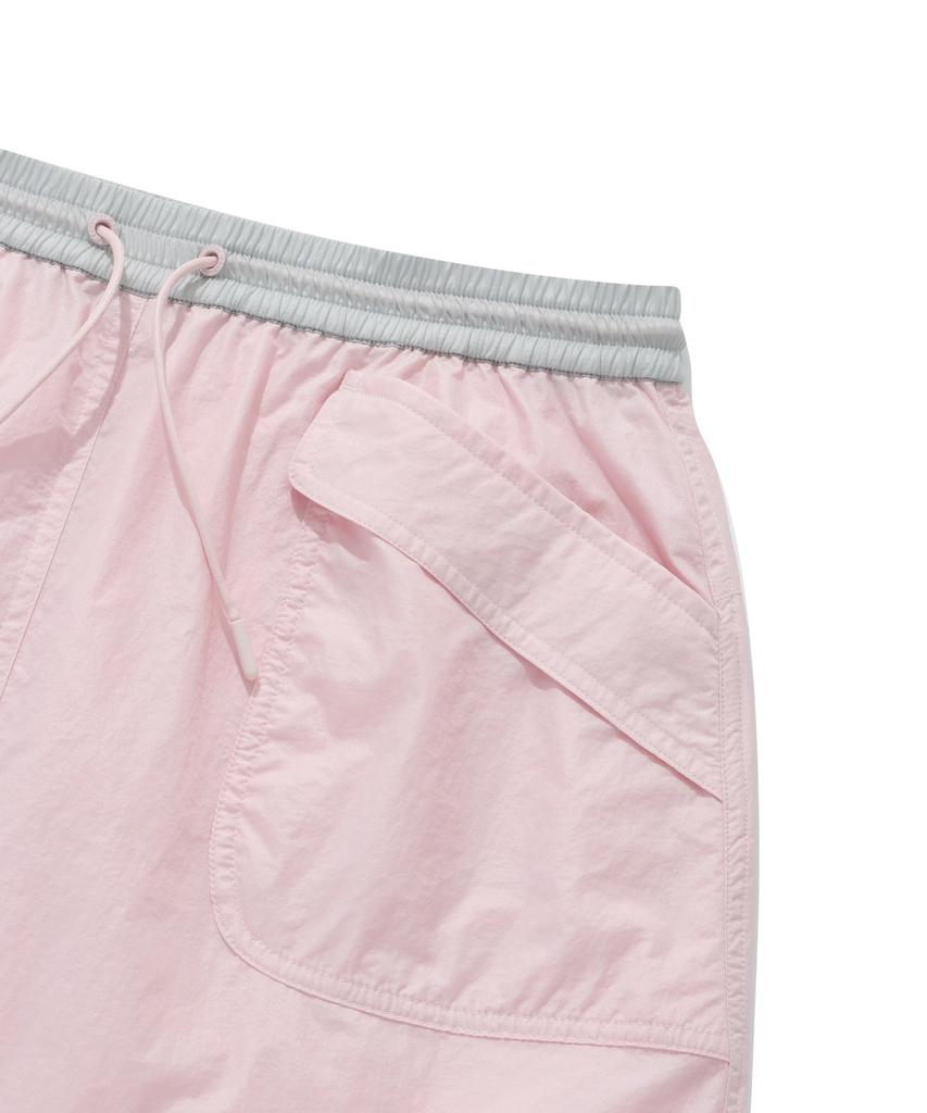 Covernat Woman Silky Nylon Balloon Mini Skirt Light Pink