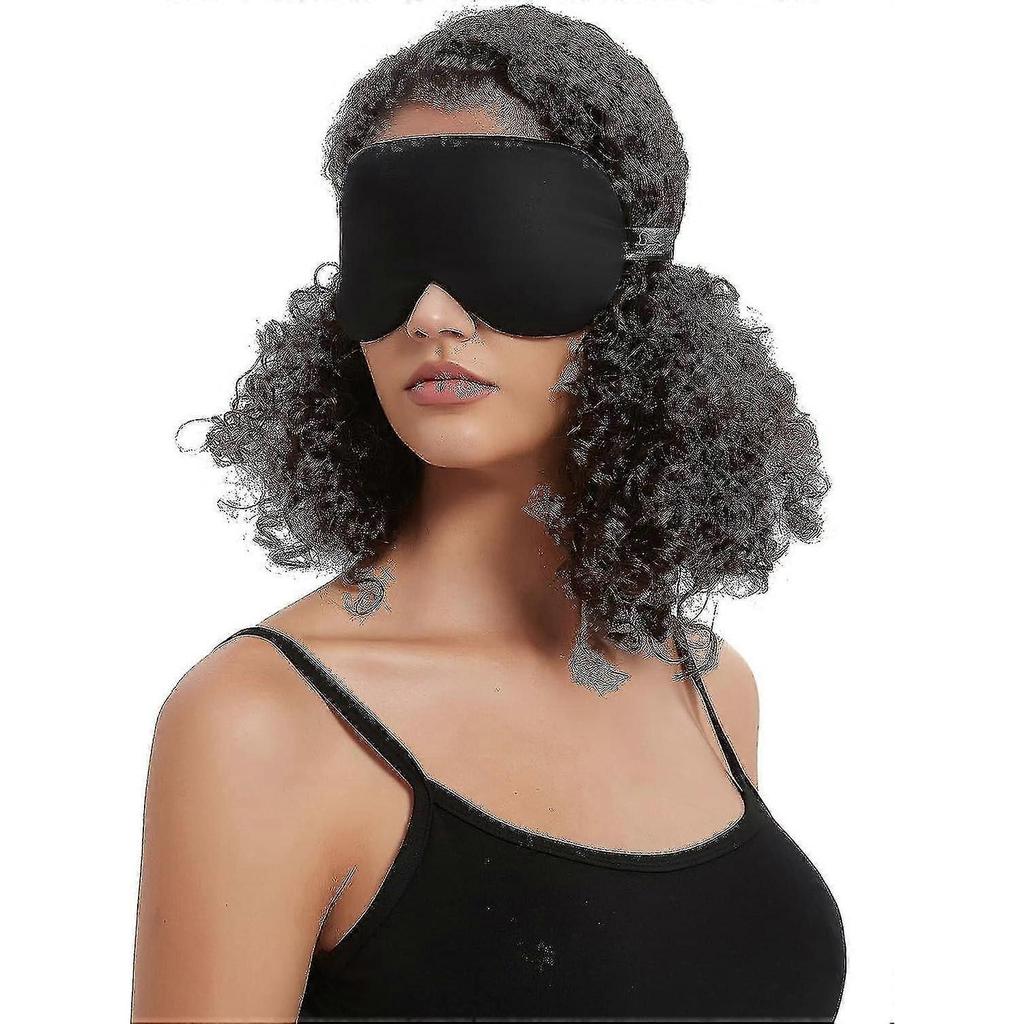 Alaska Bear Sleep Mask Silk Cool - No Pressure Eye Donuts Contour - Handmade, Upgrade Over Conventional "flat" Masks (black)
