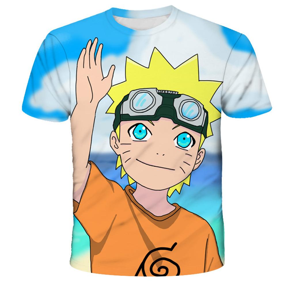 Kreslené chlapecké tričko pro léto Muži Naruto 3D tisk Trička s krátkým rukávem Dětské oblečení Topy