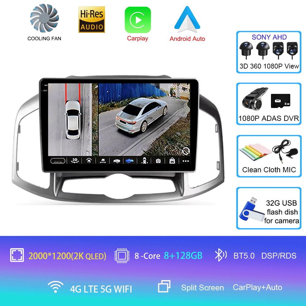 Car Radio Android 14 Carplay Auto 2K Screen Video Multimedia Player For Chevrolet Captiva 1 2011 - 2016 2 Din Autoradio Stereo
