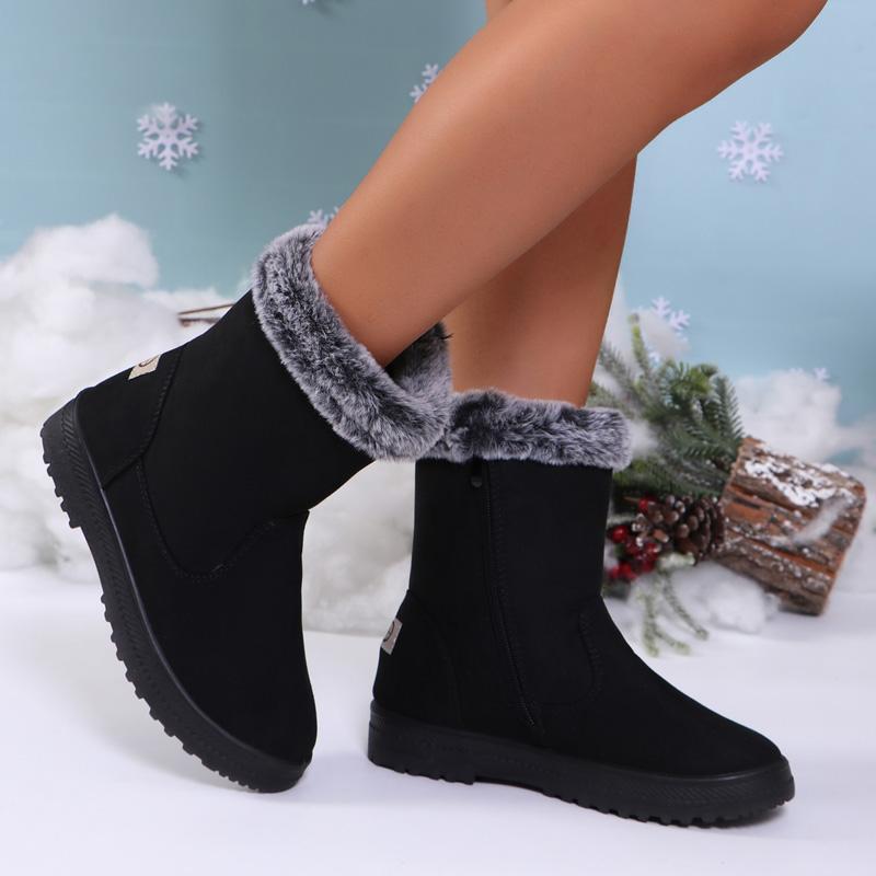 Fashion Women Boots Snow Casual Boots Ladies Waterproof Ladies Shoes Zipper Shoes For Women Plush Flat Winter Female Booties Botas Mujer