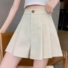 Women's Summer 2024 High Waist Pleated Wide Leg Shorts - Slimming A-line Casual Suit Shorts.