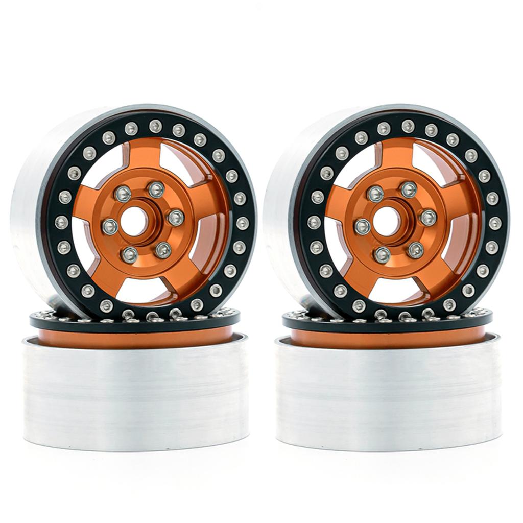 Aluminum Alloy Wheel Rim Beadlock Wheel Rims Hub 4pcs Replacement for 1/10 TRX4 Axial SCX10 90046