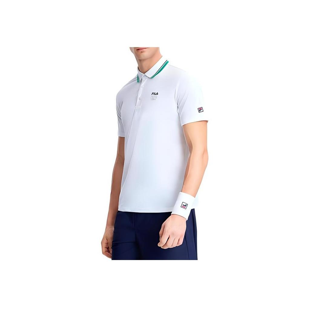 FILA Casual Knitted Short Sleeve Polo Shirt Men tops Jade-White A11M333105F
