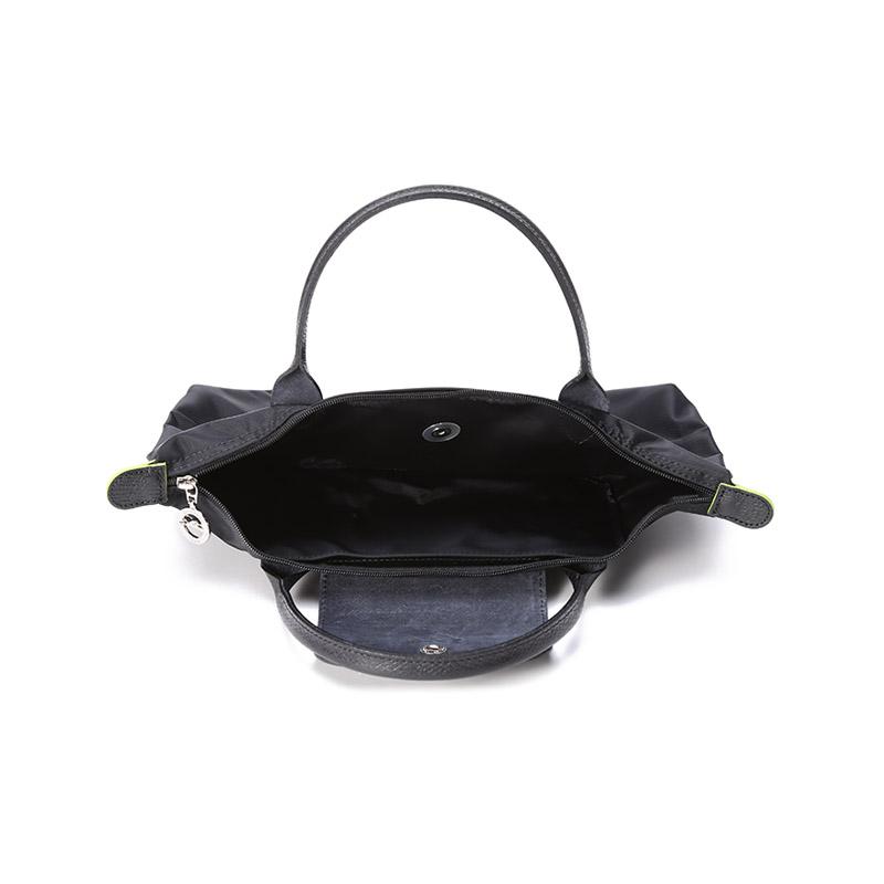 Longchamp Le Pliage Green 23 Short Handle Zipper Closure Recycled Canvas Dumpling Tote Bag Small Women tote bags Black 1621919001