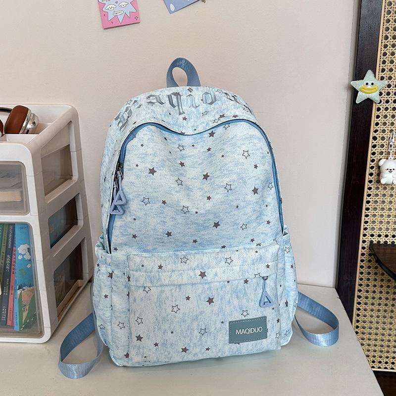 School bag new fashionable trendy star student backpack for girls, 1st grade junior high school commuting, travel versatile backpack
