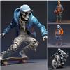 Halloween Skeleton Figures Motorcycle Skateboard Ornaments Home DesignHorror Decoration