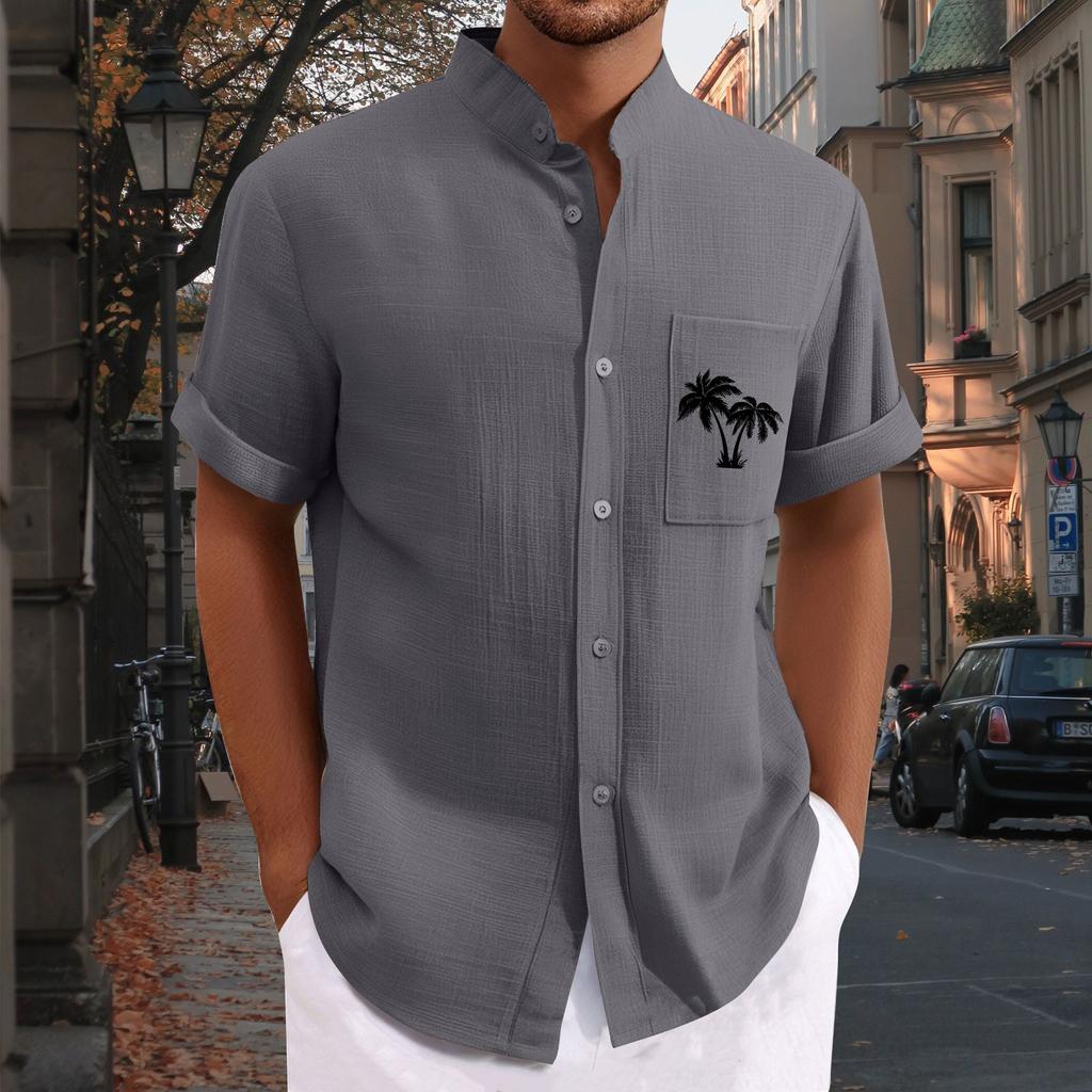 Men'S Casual Loose Short Sleeved Printed Shirt With Fashionable Top