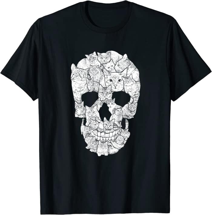 Sketchy Cat Skull Classic T-shirt XXL
