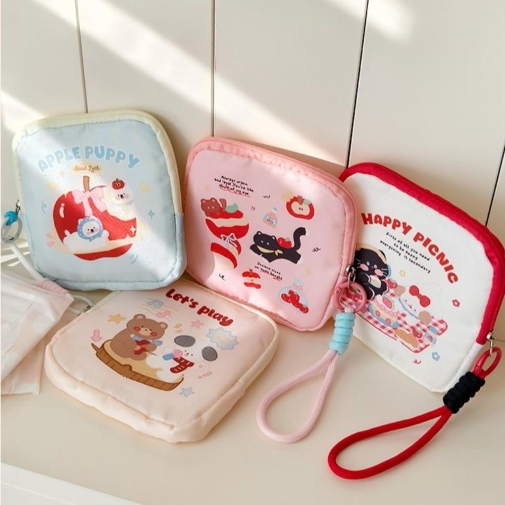 Large Capacity Coin Purse Multifunctional Portable Sanitary Napkins Storage Bag with Zipper with Handle Cosmetic Bag