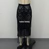 European-American High Slit Tassel Midi Skirt Beach Cover-Up