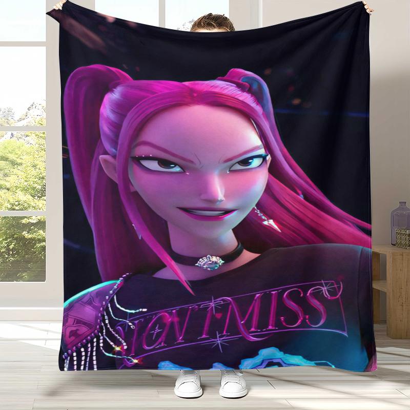 

K-Pop Demon Hunters Golden Saja Boys Flannel Blanket,Ultra Soft Warm Plush Throw for Home Bedroom Bed Sofa Cover Office picnic 75x90cm