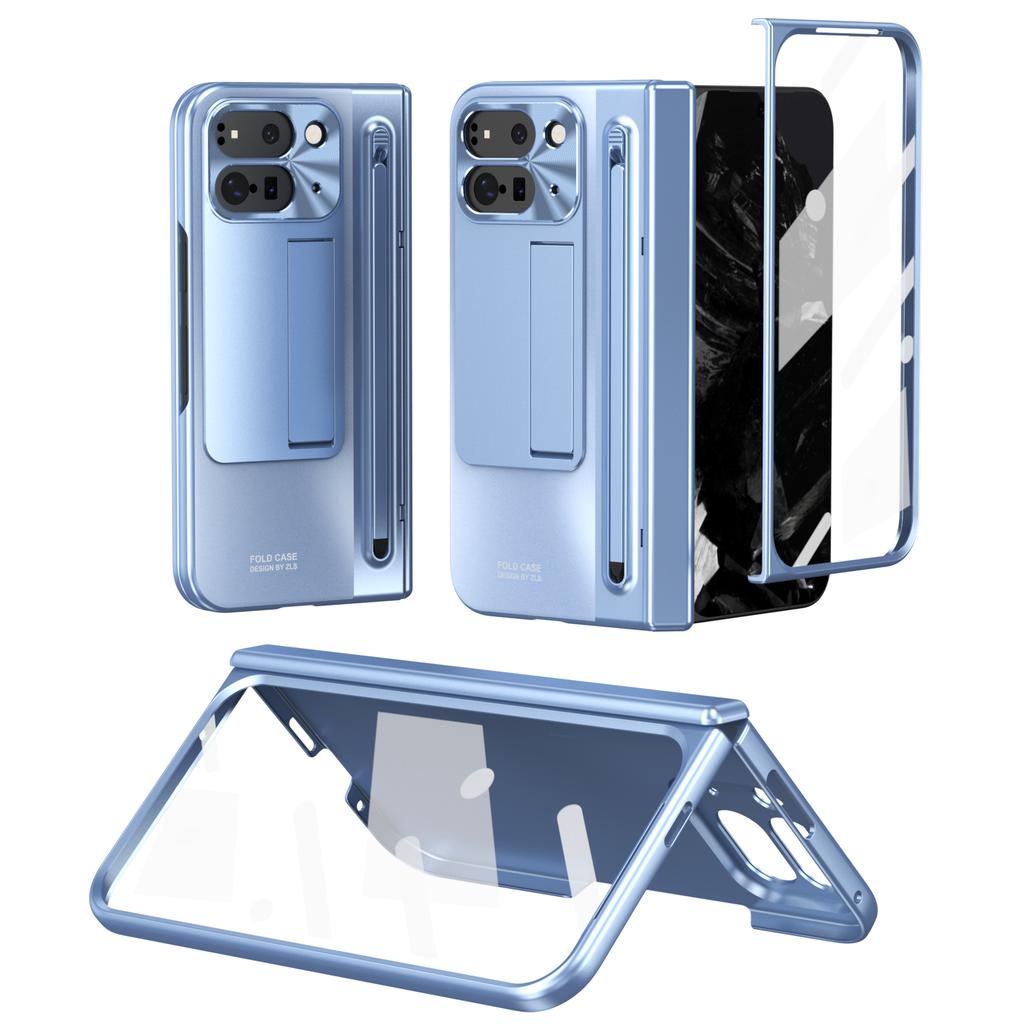 Etui na Google Pixel 9 Pro Fold 5G z podpórką, zawiasem, poliwęglanową osłonką na telefon, folią ze szkła hartowanego, rysikiem