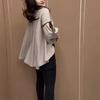 Preppy Style Commute Lantern Sleeve Shirt Spring Autumn Lapel Women's Clothing Single-breasted Fashion Spliced Drawstring Blouse