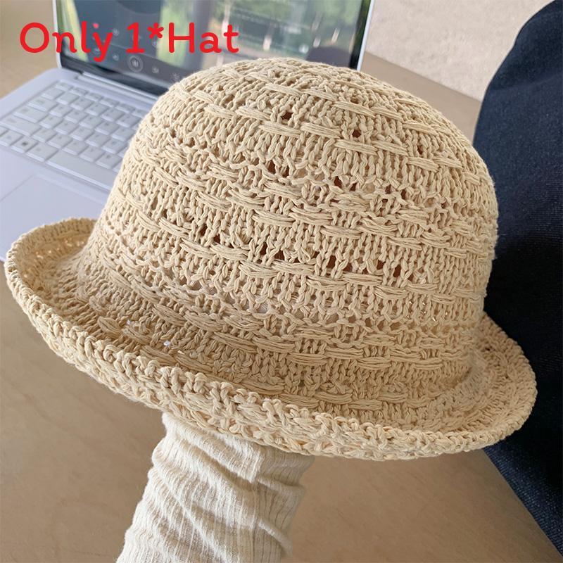 Womens Casual Summer Straw Hat With Short Brim And Handcrafted Embroidery For Sun Shade
