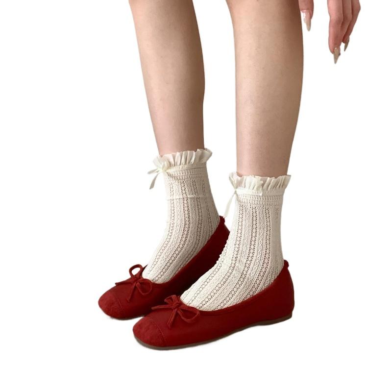 Fashion Gentle comfortable women's soft soled simple versatile flat shoes in spring autumn bow shaped shallow mouth single shoes