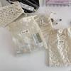 1pc Mesh Lace Embroidered Daisy Drawstring Storage Bag Cute Lightweight Travel Organizer for Skincare & Toiletries, Beige, Toiletry Travel Bag