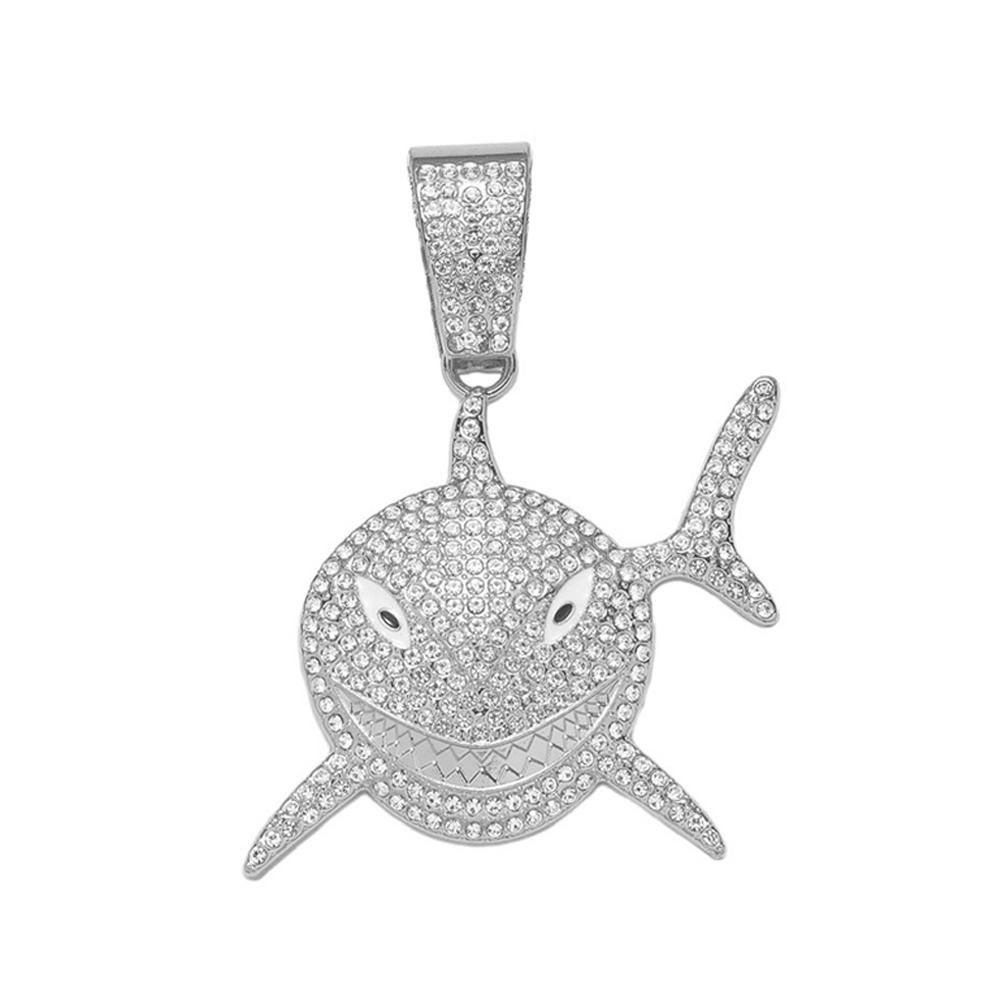 New Arrived Hip Hop Shark Pendant Necklace With 13mm Iced Out Rhinestone Miami Cuban Chain Necklaces Fashion Party Jewelry Gifts