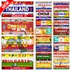 YZFQ Mexico Spain Metal Tin Sign Colombia USA Poster For Wall Restaurant Bar Home Decor 30X15CM Customizable DC-1512A