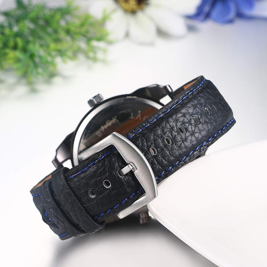 JEWELRYWE Armbanduhr mit Lederband, beliebt, wasserdicht, analog, cool, Quarz, Business, lässig, modisches Accessoire, Geburtstag, Weihnachtsgeschenk, blau, Herren