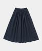COLUMBIA UNIVERSITY All-Round Pleats Cotton Long Skirts Crown Navy