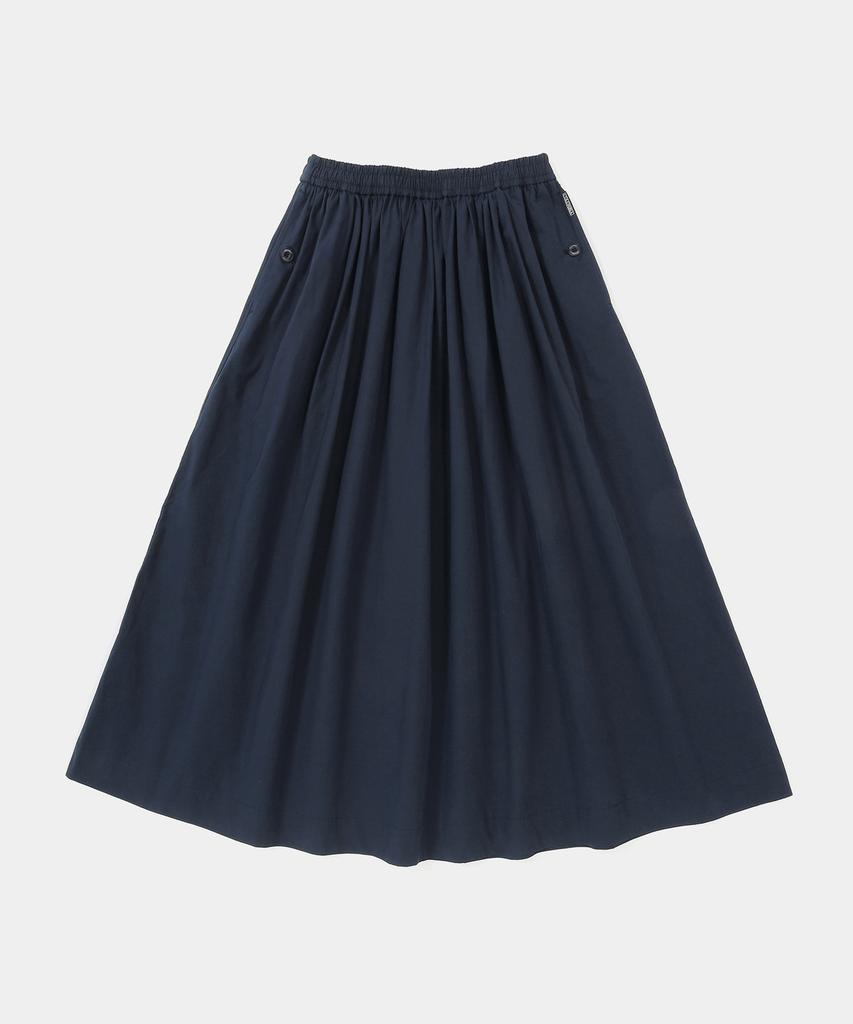 COLUMBIA UNIVERSITY All-Round Pleats Cotton Long Skirts Crown Navy
