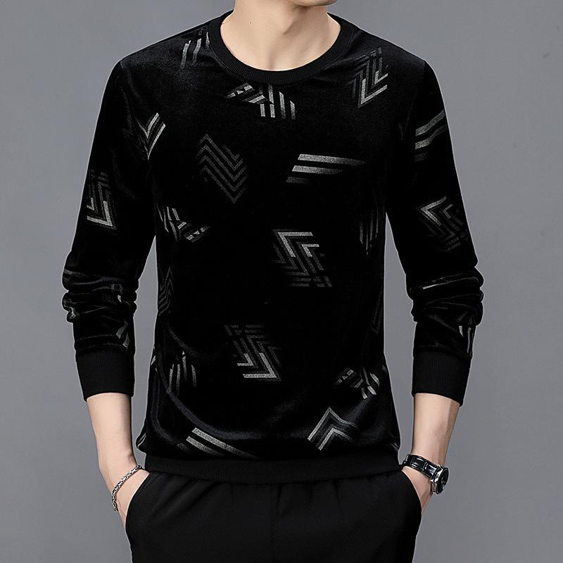 Long Sleeve T-shirt Men's Autumn Crew Neck Middle-Aged Sweater Middle-Aged and Elderly Dad Loose Plus Size Bottoming Shirt