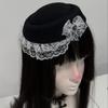Exquisite Lace Billycock Hat Sweet Heart Crystal Round Hat Hair Accessories Bow Pillbox Hat  Ladies