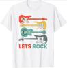 Lets Rock Electric Guitar Music Lover Band Guitarist Retro TShirt Unisex Summer Tshirt Fashion Causal T Shirt Tees
