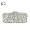 Boutique De FGG Ručně vyráběná stříbrná květinová spojka pro ženy Elegantní, třpytivé kamínkové večerní tašky a spojky, Minaudière