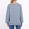 Women's Fashionable Casual Solid Color V-neck Long Sleeved T-Shirt Top Solid Color Sweatshirt