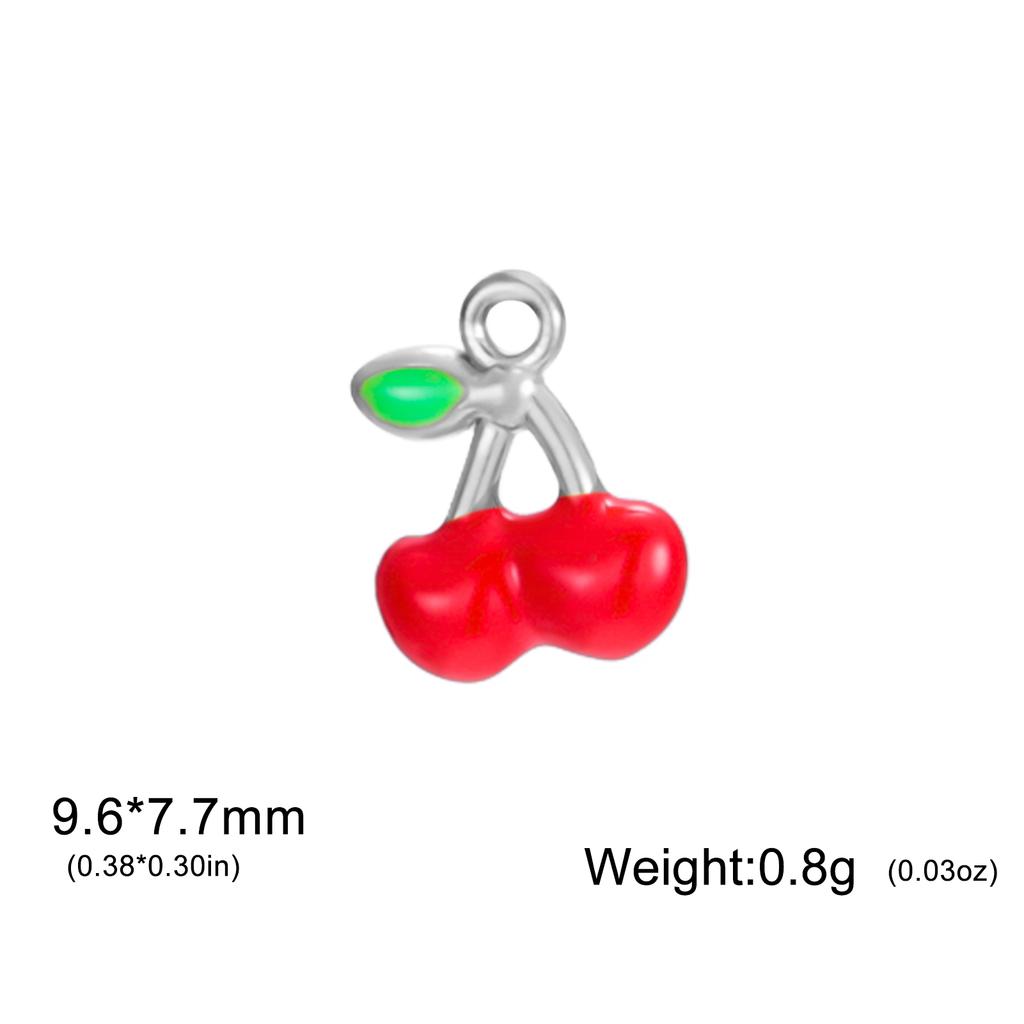 Teamer 5pcs/Lot Enamel Cherry Charms Pendant Stainless Steel For Necklace Bracelet Making Fashion Accessory Romantic Jewelry