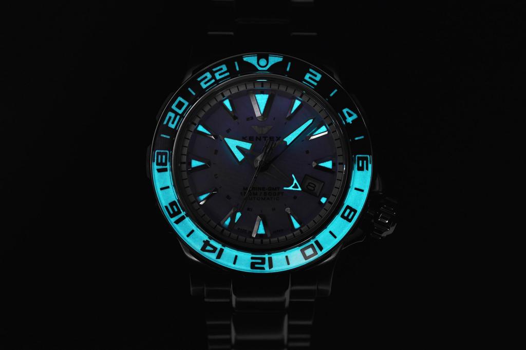 KENTEX Automatische Marine Limited Edition von 99 Silber Herrenuhr, GMT, Stückzahl, S820X-12,