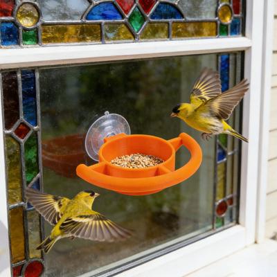 Window Suction Cup Bird Feeder Clear Plastic Tray for Fruit Jelly Seeds Easy Install Clean Outdoor Feeder for Backyard Bird Watching