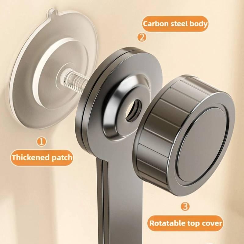 Drill-Free Suction Cup Rotating Kitchen Organizer-Wall-Mounted Pot Lid Rack With Hooks,Multi-Functional Holder & Chopping Boards