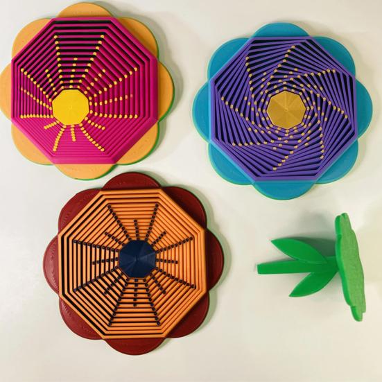 Flower Fractal Hexagon Fidget Toy Stress Anxiety Relief Desk Rotating Toy Kids Adults Pocket Size Travel Geometric Hexagon Sensory Toy