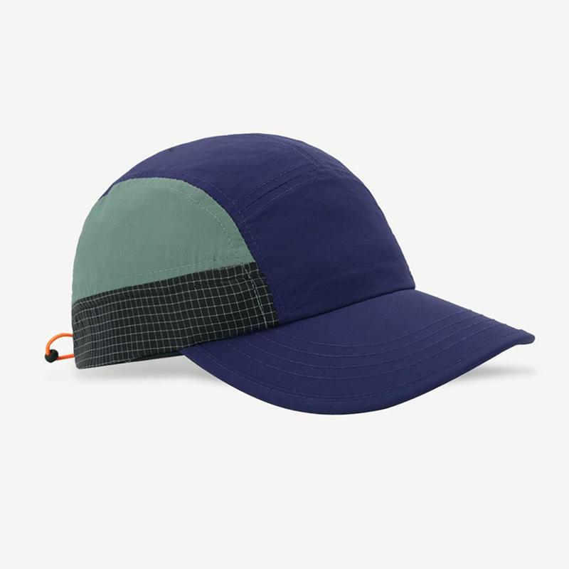 Japanese Retro Quick-Dry Color-Block 5-Panel Baseball Cap with Sun Protection for Outdoor and Mountaineering
