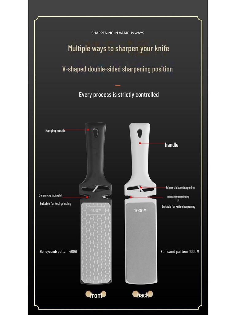 Double-Sided Diamond Grinding Stone - Multi-Functional Kitchen Tool for Thick and Thin Grinding